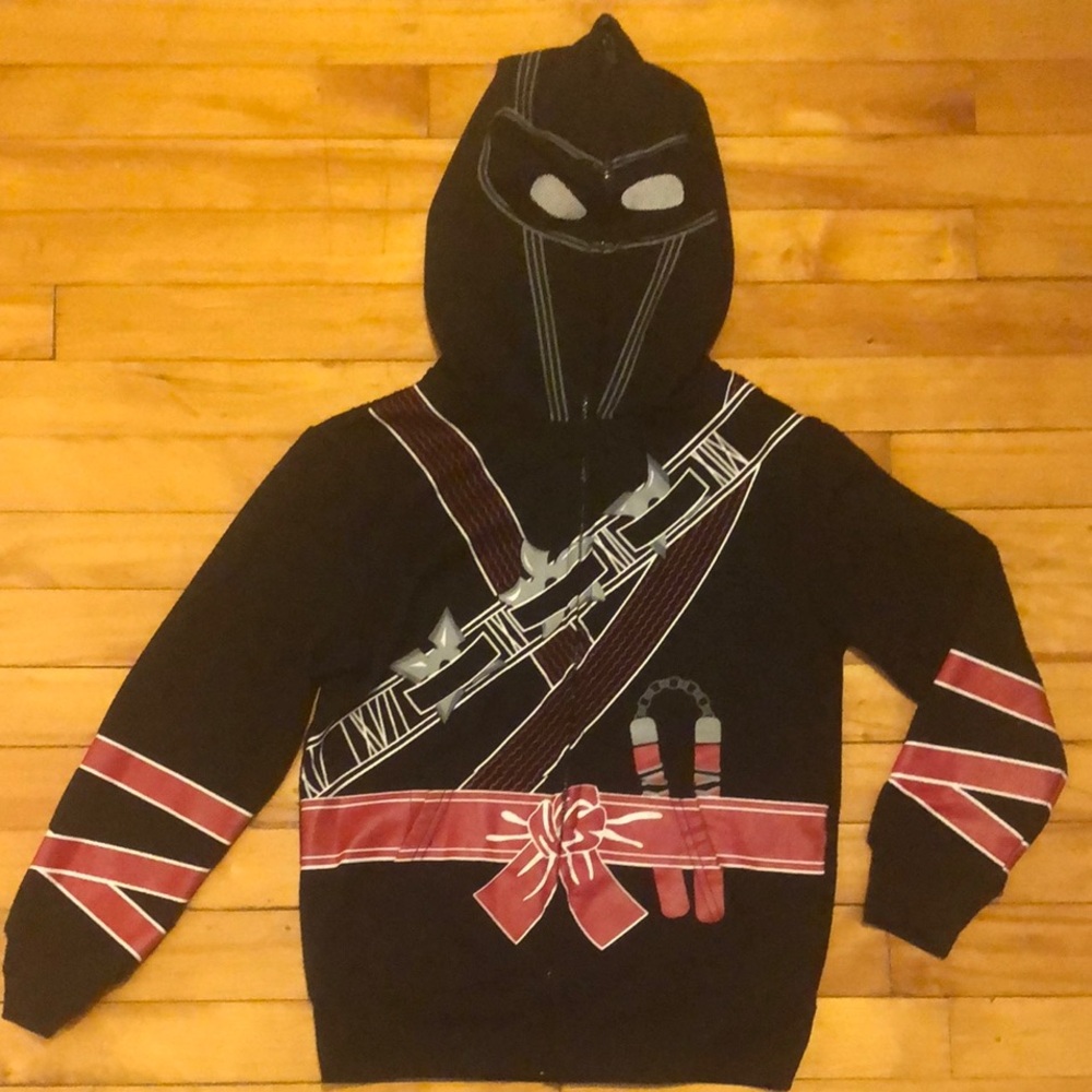 Black and Red Ninja Full-zip Hoodie